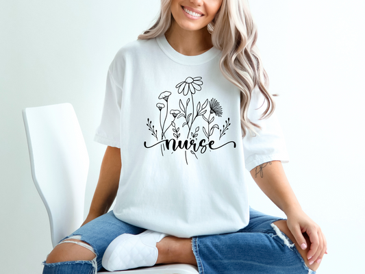 Nurse Floral T-Shirt, Gift for Nurses, Healthcare Apparel, Medical Profession Tee, Nurse Appreciation Day